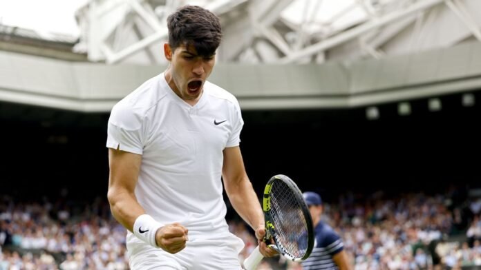 Carlos Alcaraz begins Wimbledon title defense with win